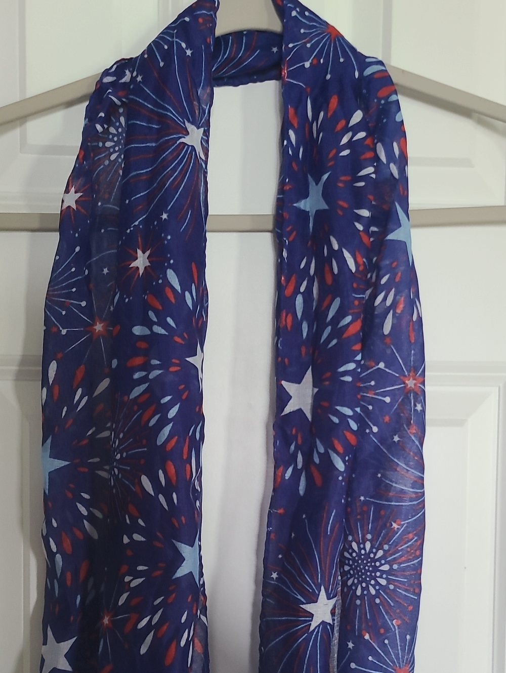 Navy Star & Firework Print Lightweight Scarf
